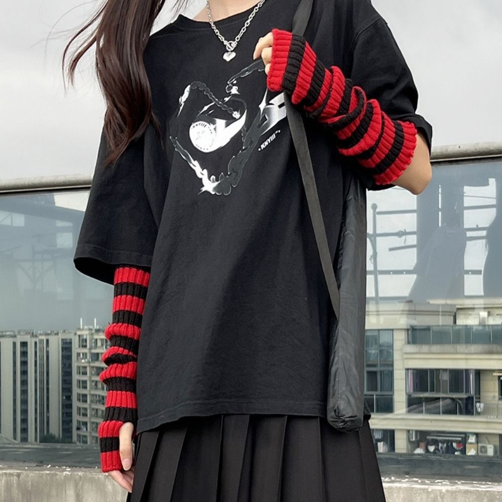 Sokak Giyimi Y2K Çizgili Örme  - Fingerless Glove Knit incelemesi ve fiyatı