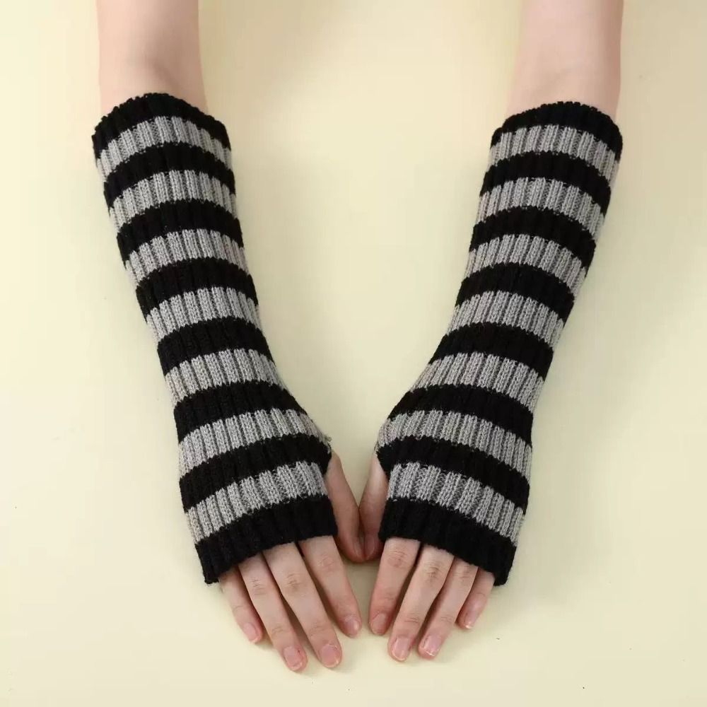 Sokak Giyimi Y2K Çizgili Örme  - Fingerless Glove Knit incelemesi ve fiyatı